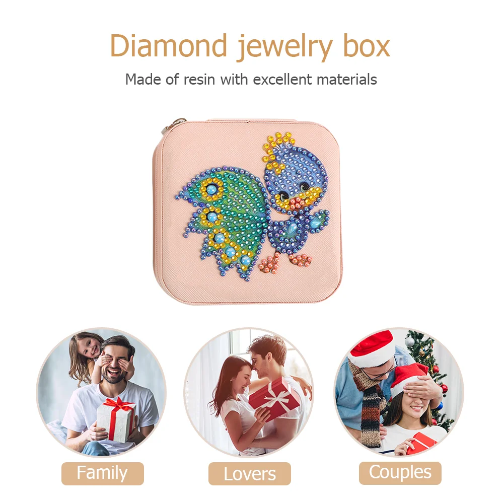 DIY 5D Rhinestone Jewelry Storage Box Special Shape Diamond Case (Bird)