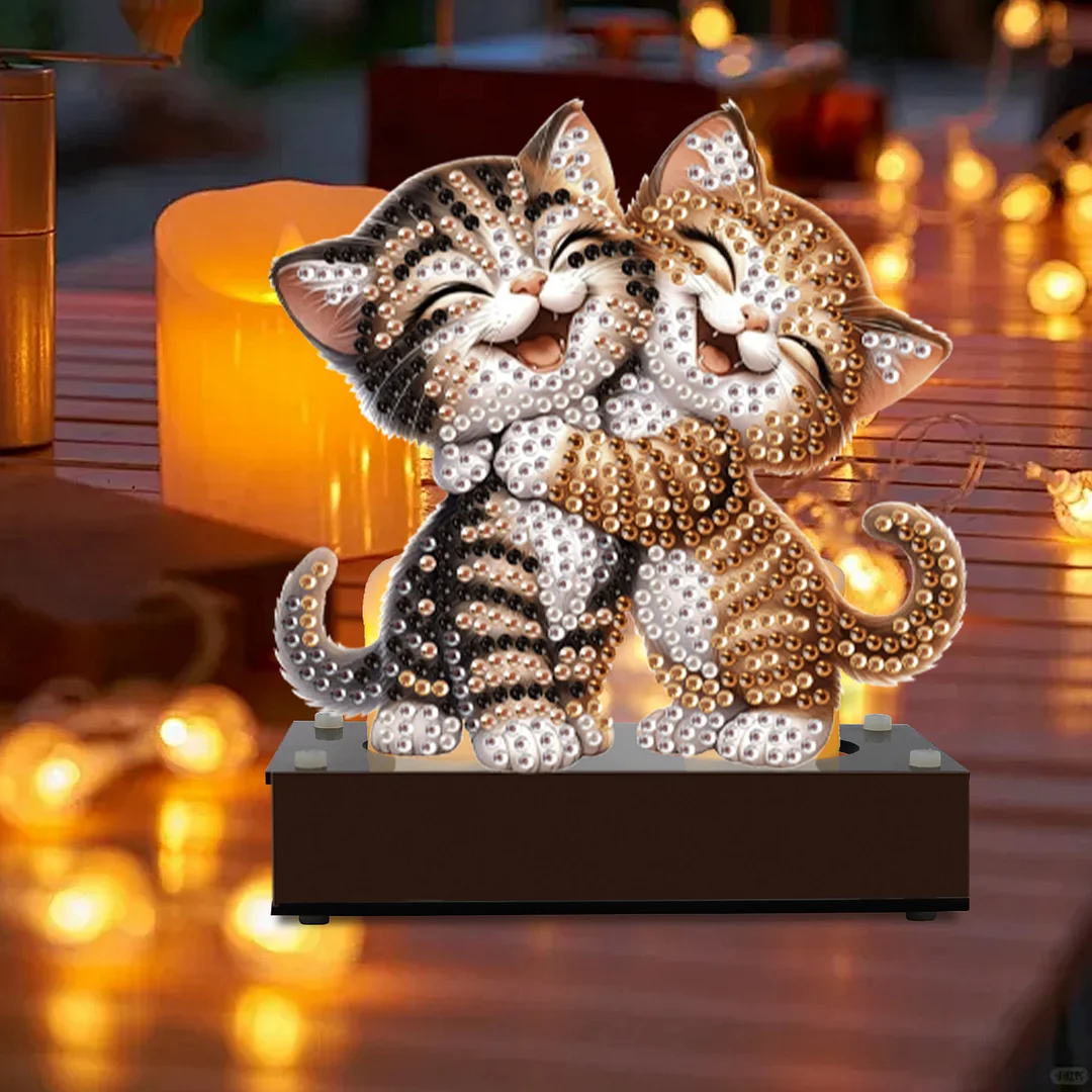 5D DIY Cat Diamond Art Mini Candle Holder for Aromatherapy Art Crafts
