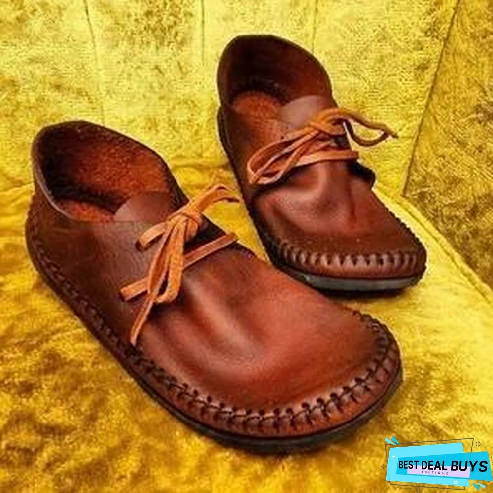 Solid Color Vintage Handmade Flat Loafers