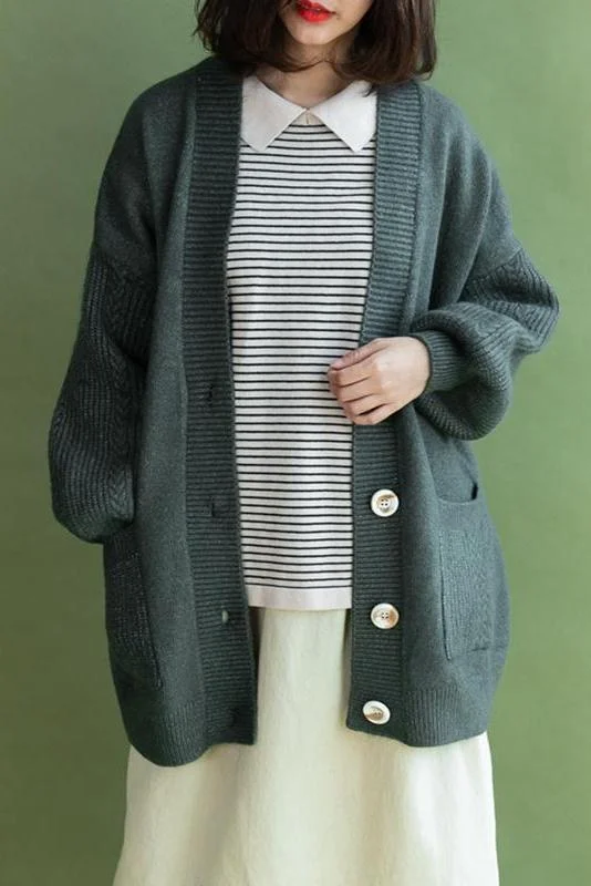 Women Casual V-Neck Sweater Coat
