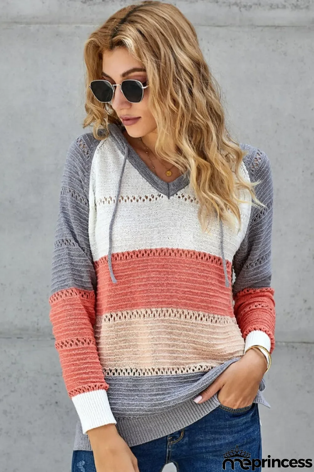 Fashion Patchwork Knitting Hoodie