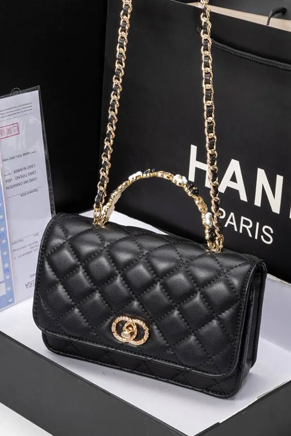 Classic cowhide quilted chain lock bag