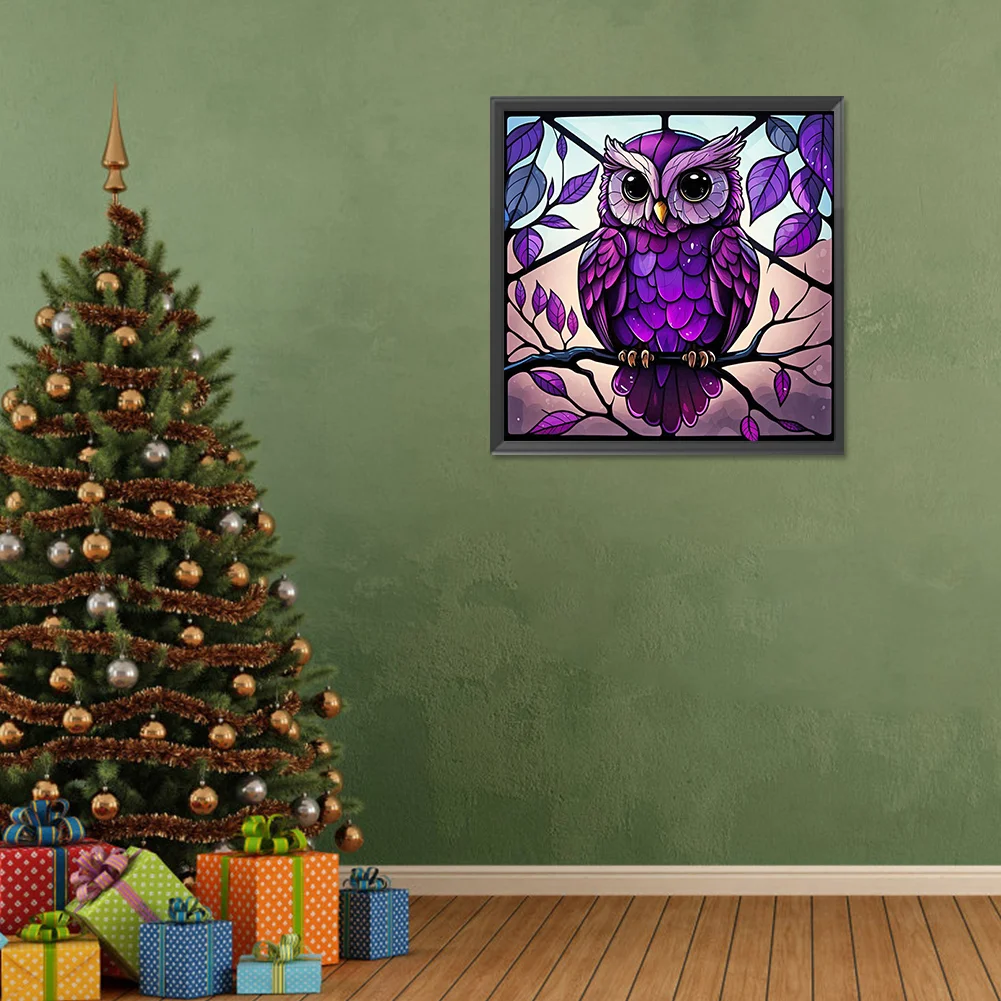 Diamond Painting - Full Round Drill - Stained Glass Owl(Canvas|30*30cm)
