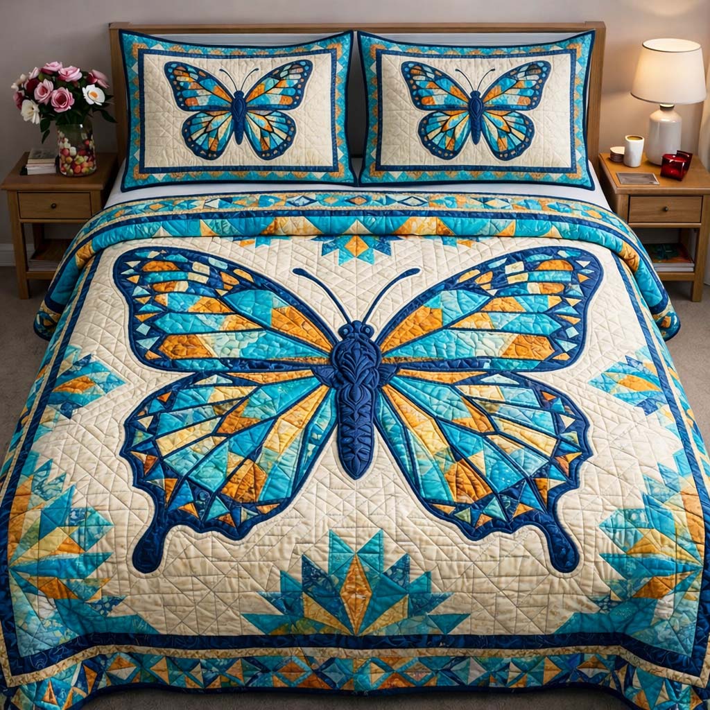Mosaic Wings 3-Piece Quilted Bedding Set GFTOQA2211