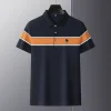 Men's Striped Cotton Embroidered POLO Shirt