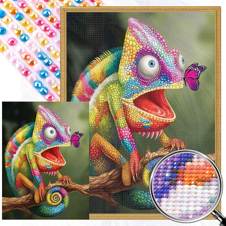 Partial AB Drill - Full Square Diamond Painting - Colorful Lizard 45*60CM