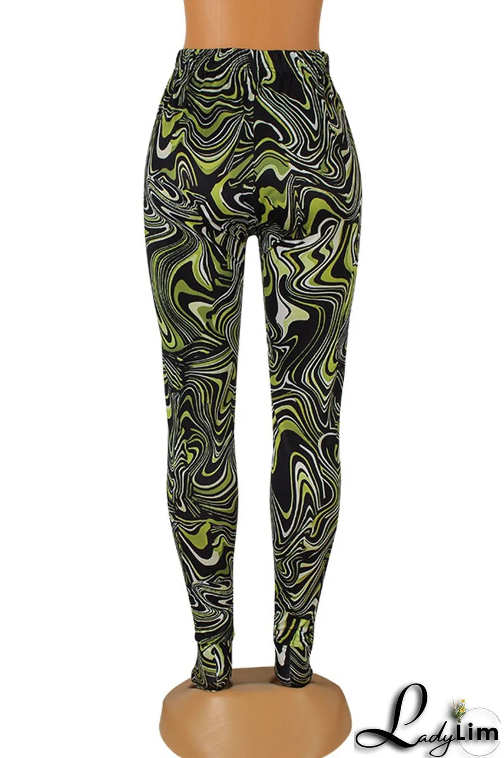 Orange Street Print Split Joint Skinny High Waist Pencil Full Print Bottoms