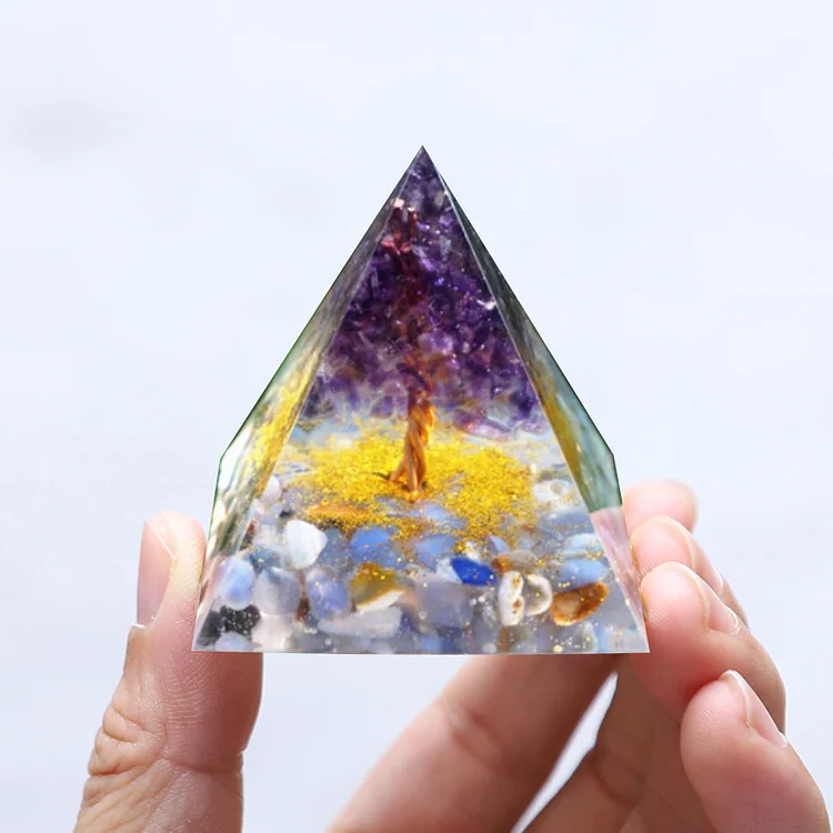 Crystal Pyramid Meditation Healing Home Office Art Decoration Figurine (C)