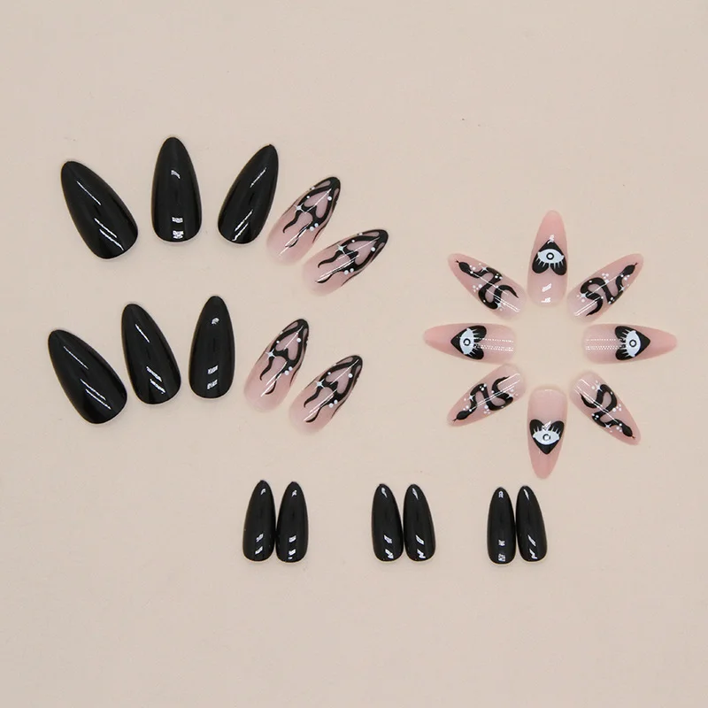 Churchf Churchf And White Mandarin Duck Nail Snake Grain Love Almond Nail Fashion Wear Nail Piece Halloween