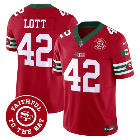 Men's San Francisco 49ers #42 Ronnie Lott Red Mexico Faithful To The Bay Patch Vapor F.U.S.E. Limited Jersey