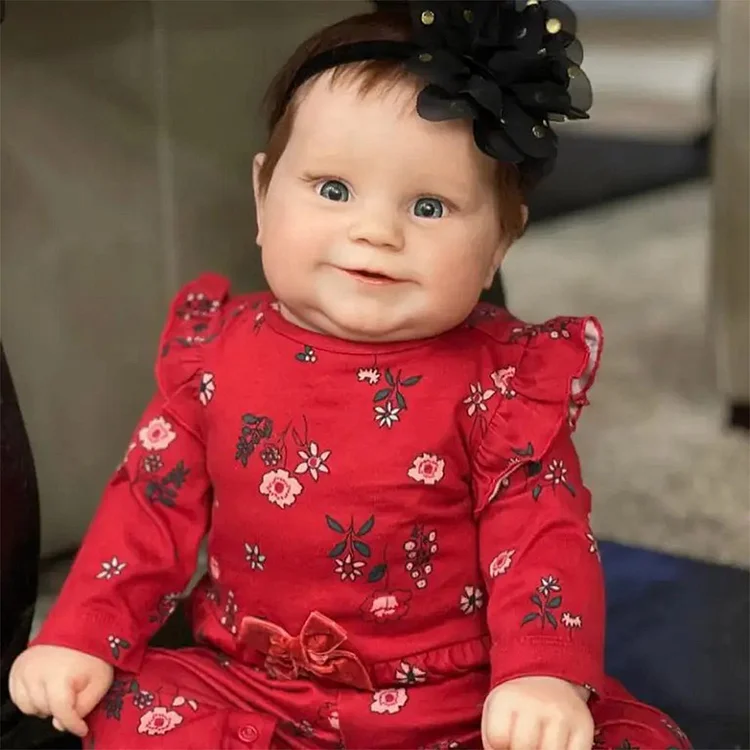  🔔[Christmas Celebration][Heartbeat💖 & Sound🔊] 20'' Awake Reborn Baby Doll Realistic Reborn Baby Toddlers Girl Remeka with Brown Hair, Play with Children - Reborndollsshop®-Reborndollsshop®