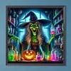 (40*40cm)Halloween Witch Pumpkin - Full Round Drill Diamond Painting
