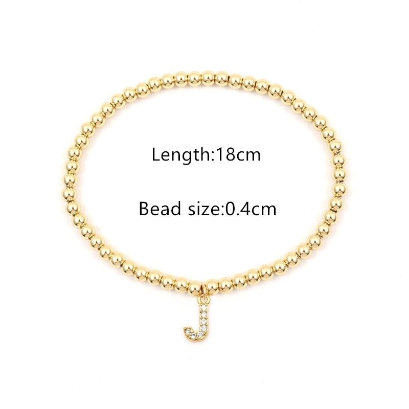 Copper Inlay Letter Zircon Bracelets