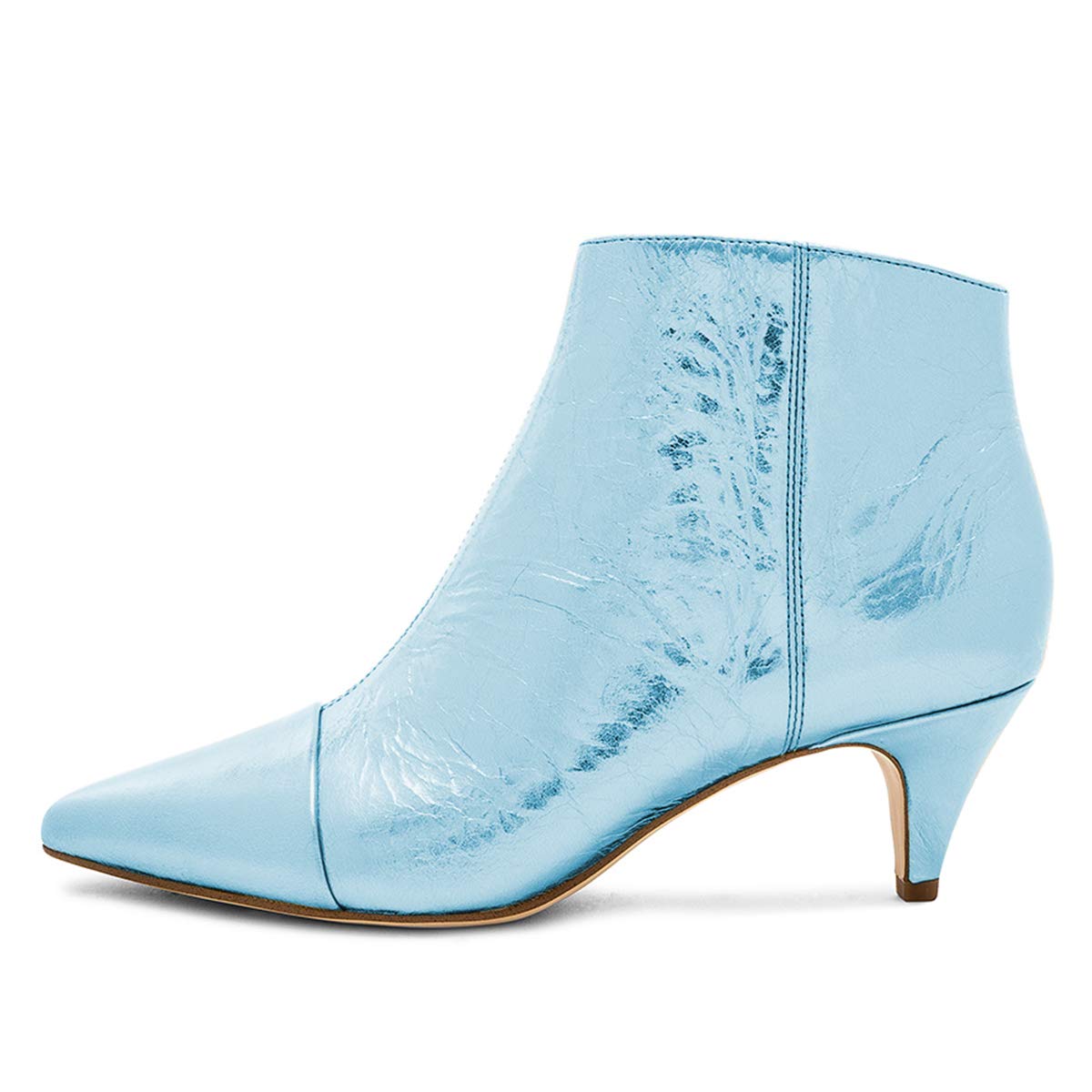 Blue Metallic Closed Toe Stiletto Heel Ankle Boots Nicepairs