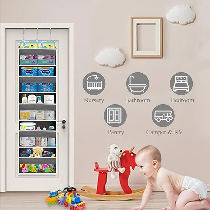 👍The Door Storage Organizer with 5 Pockets 10 Mesh Pockets