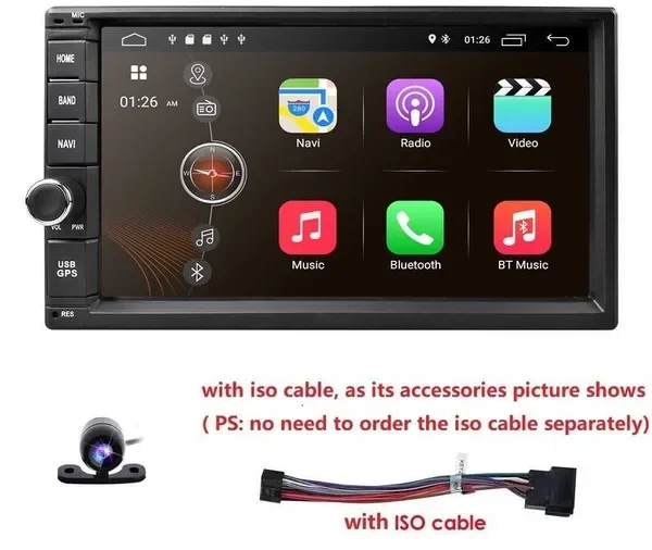 IPS Quad Core 7"2Din Android 10 Car Audio NO-DVD Radio Multimedia Player 1024*600 Universal GPS Navigation auto Stereo