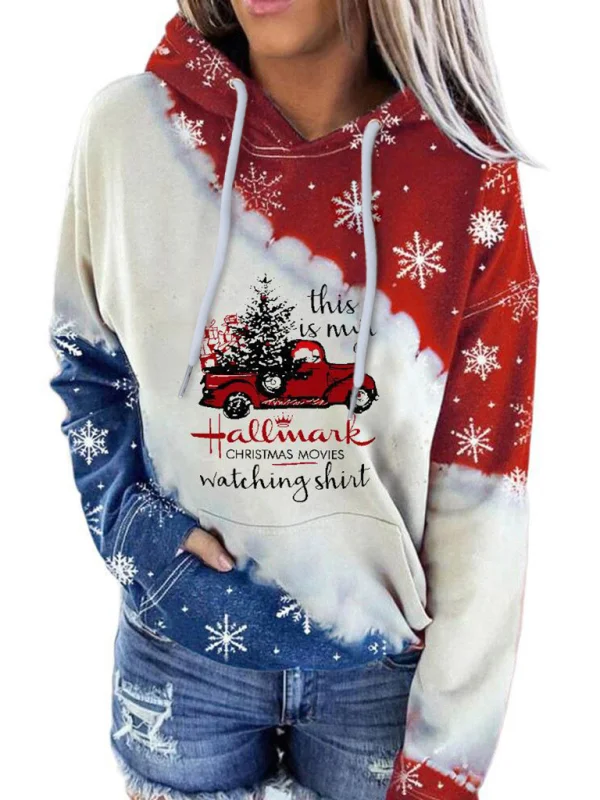 Women's Casual Hooded Long Sleeve Printed Sweatshirt Flusfy