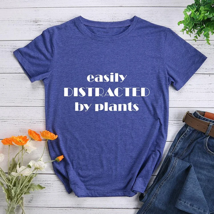 Easily Distracted By Plants Round Neck T-shirt