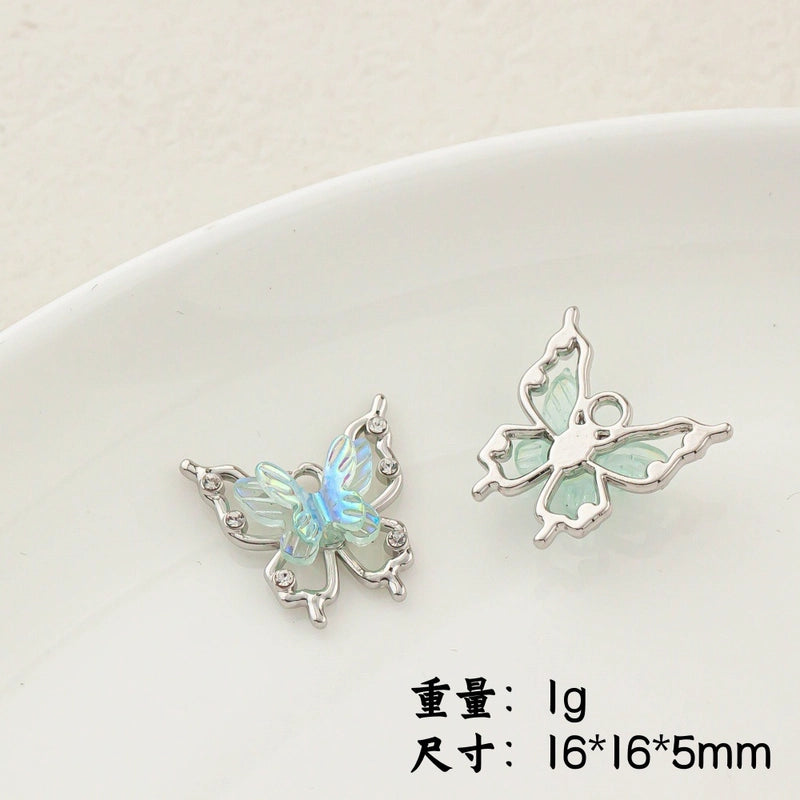 5 PCS/Package 20 * 23mm Alloy Artificial Pearls Rhinestones Flower Butterfly Pendant Jewelry Accessories