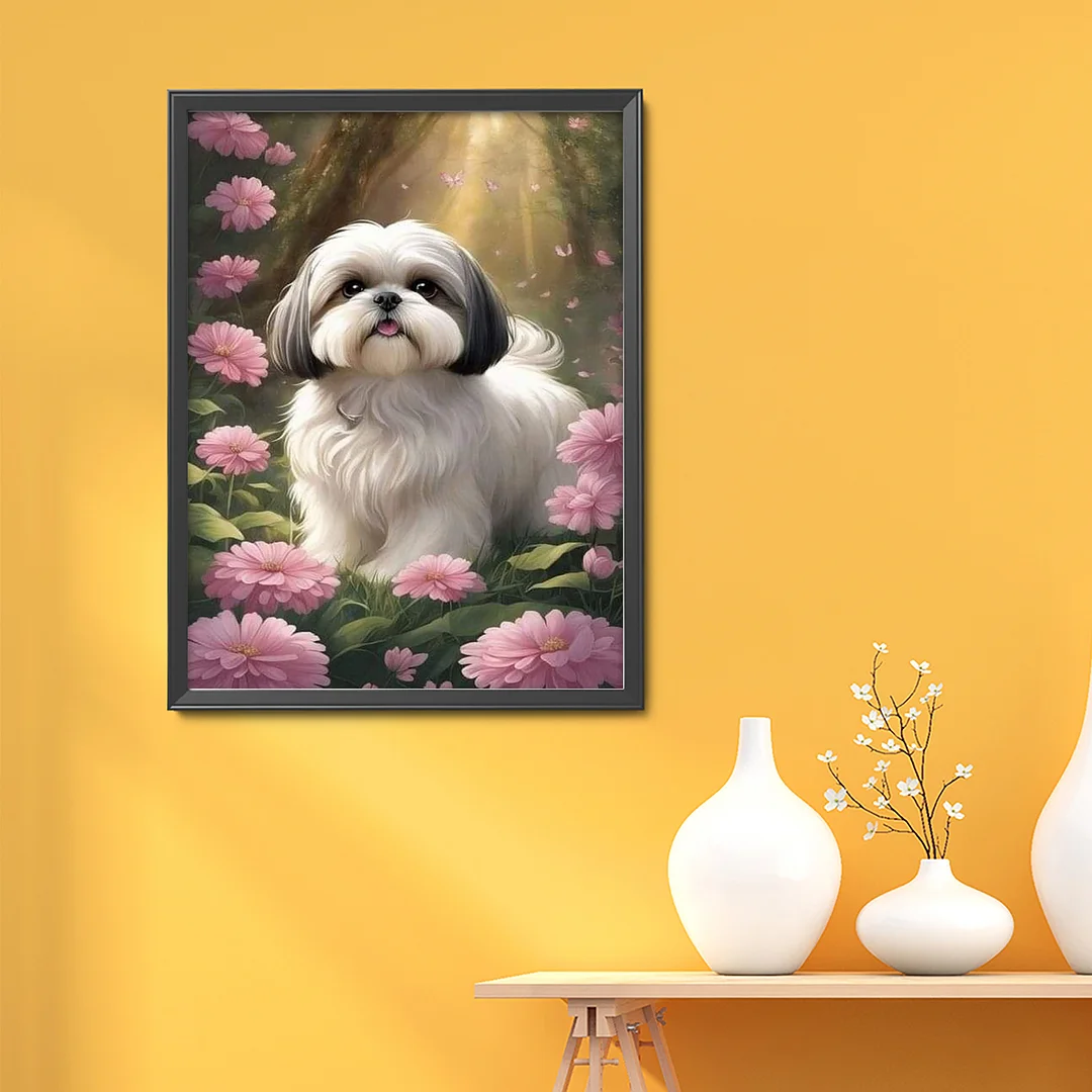 Shih Tzu Full 11CT DIY Stamped Cross Stitch Kits 40x55cm for Adults Home Decor