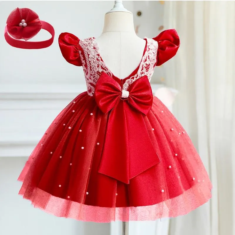 Summer Baby Dress Girl Beading 1st Birthday Dress For Baby Girl Dress Elegant Princess Dresses Infant Party Christening Gown