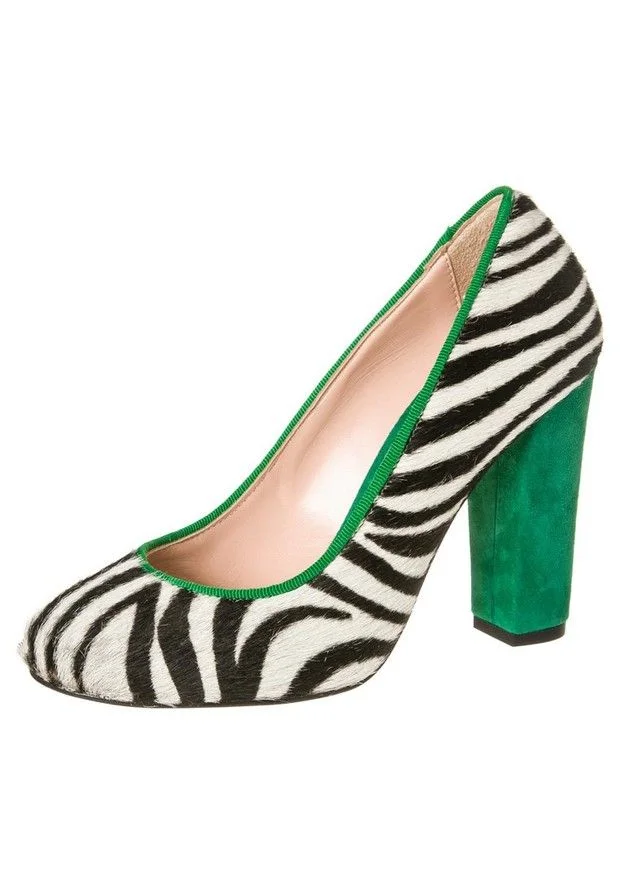 Black and White Zebra Print   Chunky Heel Pumps Vdcoo