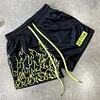 Unisex Flame Print Mesh Fitness Athletic Shorts by Inlyline