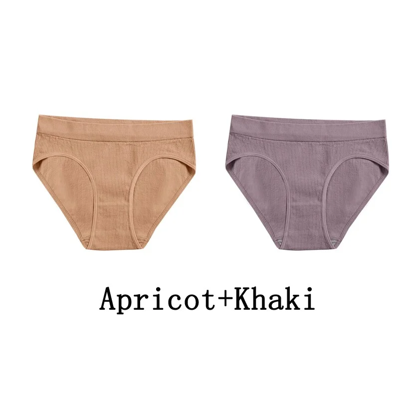 Billionm Women Seamless Cotton Panties Sexy Mid Waist Briefs Girls Solid Colors Ribbed Underpants Female Comfortable Intimates Lingerie