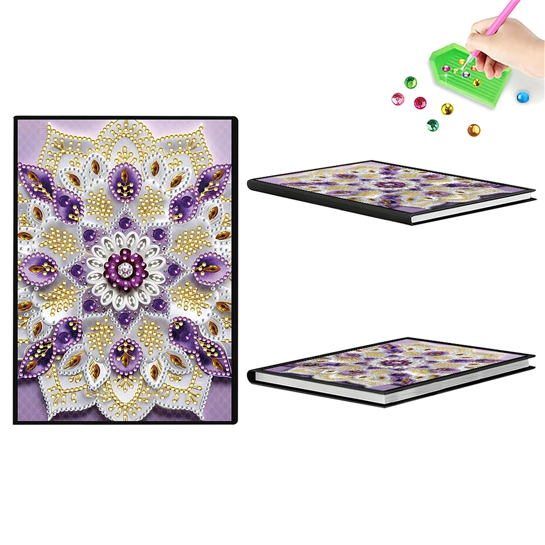 2pcs Mandala Partial DIY 50 Pages A5 Diamond Painting Notebook for Study Home
