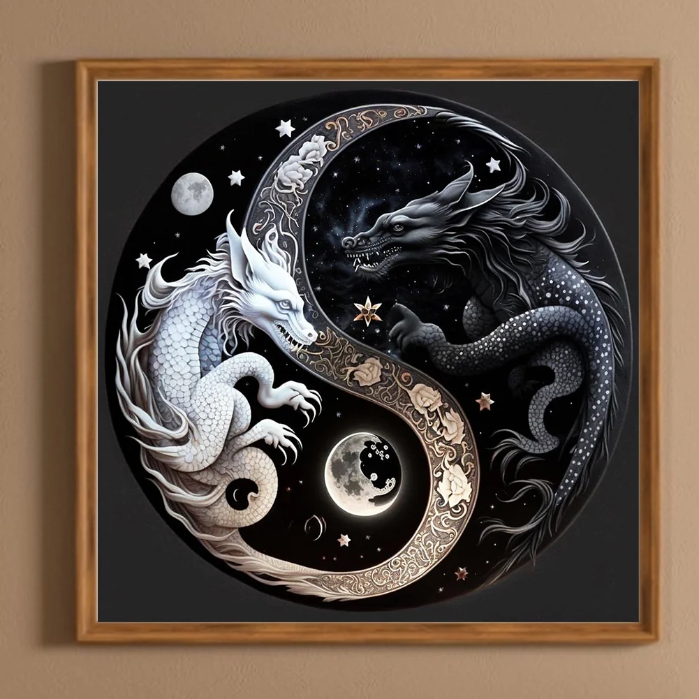 Diamond Painting - Full Round Drill - Yin Yang Dragon(Canvas|30*30cm)