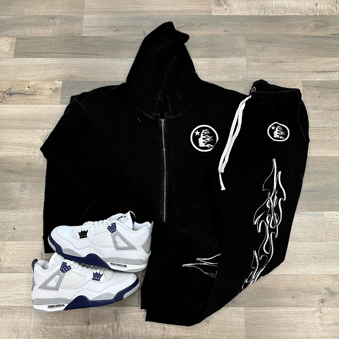 Hellstar Basic Zipper Hoodie & Flared Trousers Co-Ord