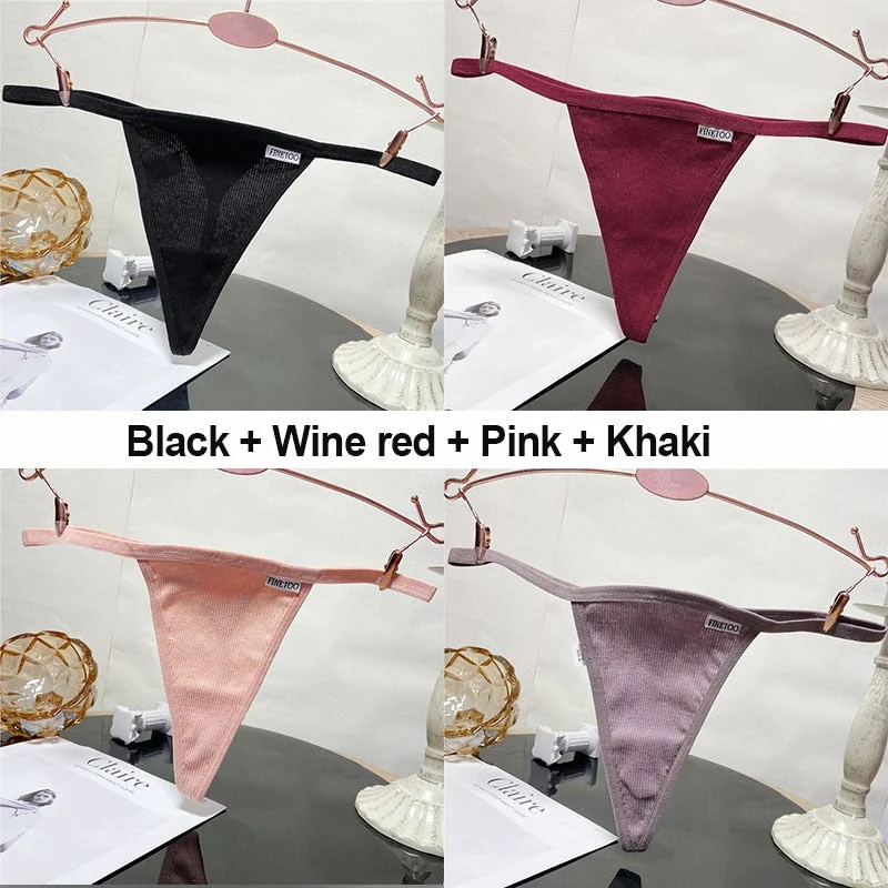 4PCS/Set Sexy G-String Women's Panties Cotton Underwear Lingerie for Female Underpants T-Back Panties Briefs Thong Intimates