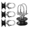 [US Local Warehouse] Pack of 4 Nylon Sliding Gate Rollers w/H-Shaped Wheel Groove Mini Nylon Track Wheel Roller Cantilevered Rail Fence Kit Sliding Hardware Kit for 4in Square Post 2in Fence Frame