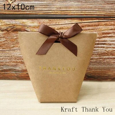 5pcs Black White Merci Candy Bag French Thank You Kraft Paper Gift Packaging Box Wedding Favors Birthday Party Supplies
