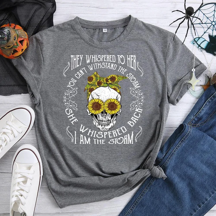 Skull Sunflower loves T-Shirt-07246-Annaletters