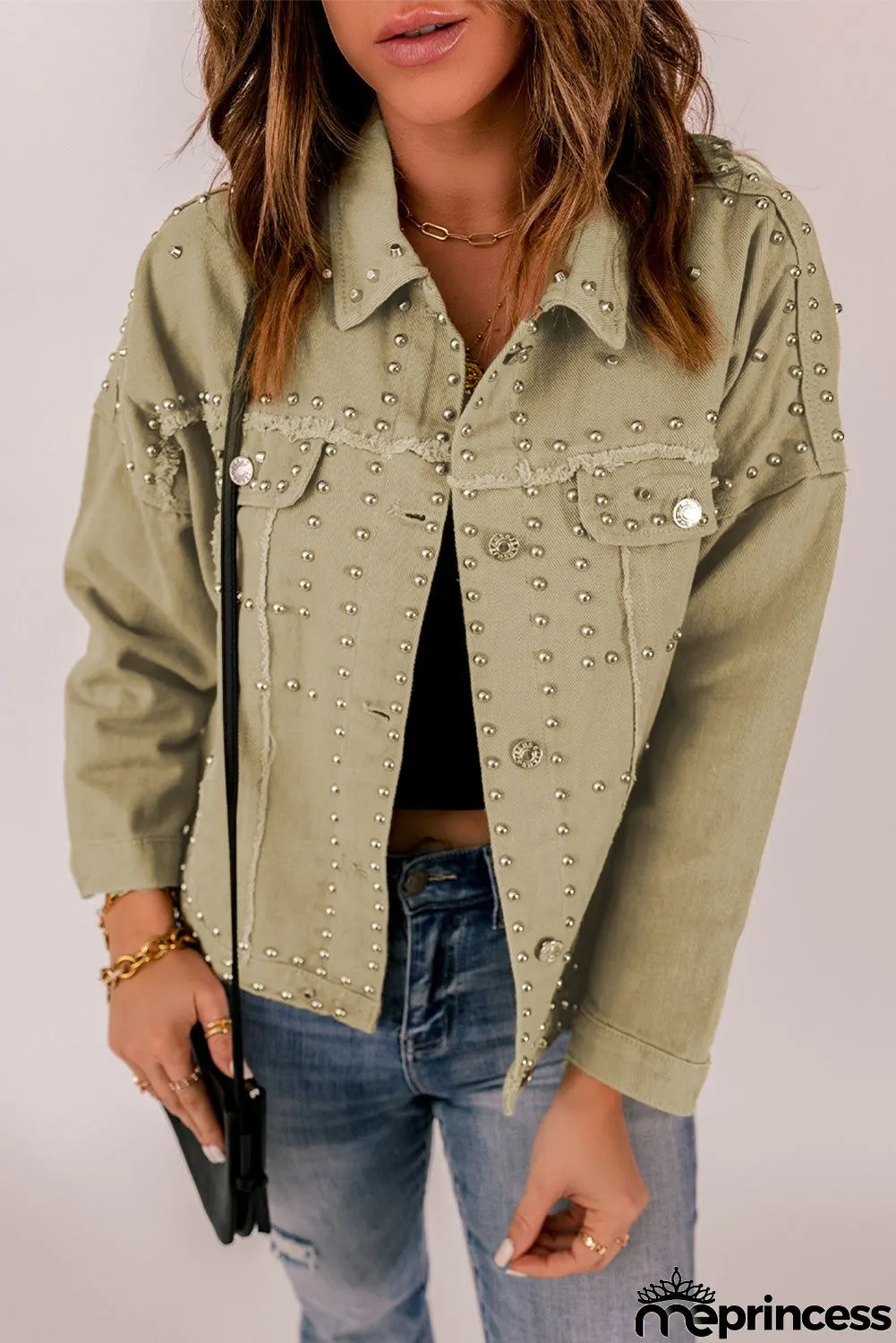 Khaki Rivet Denim Jacket
