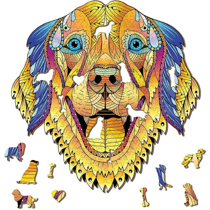 Jeffpuzzle™-JEFFPUZZLE™ Golden Retriever Dog WOODEN PUZZLE