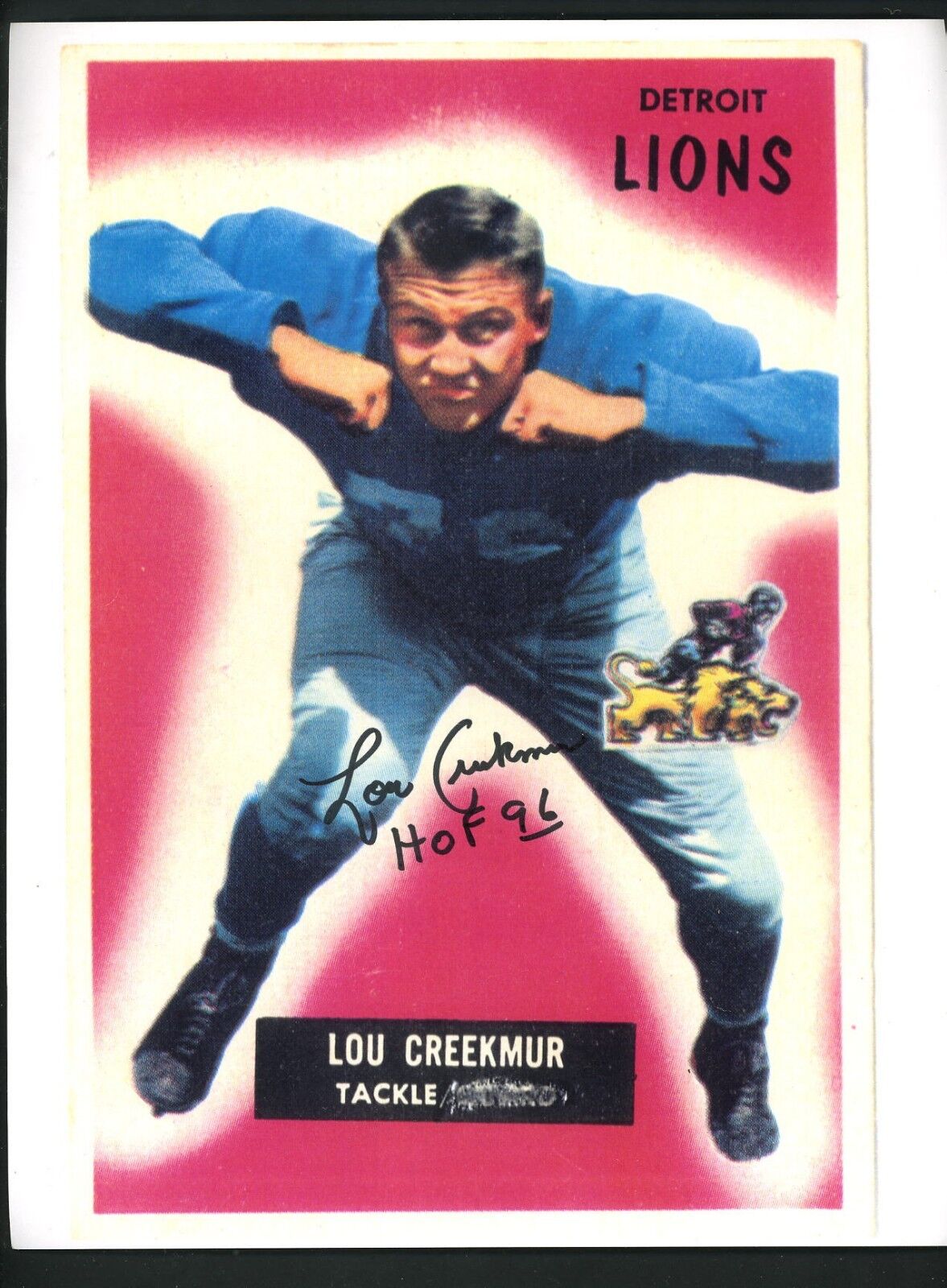 Lou Creekmur Signed Autographed 8 X 10 Photo Poster painting Detroit Lions