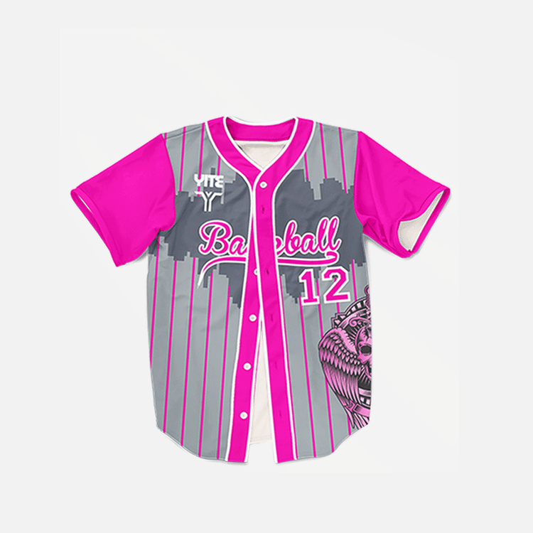 YITE | WB24-004-Pink and Gray Baseball Uniform