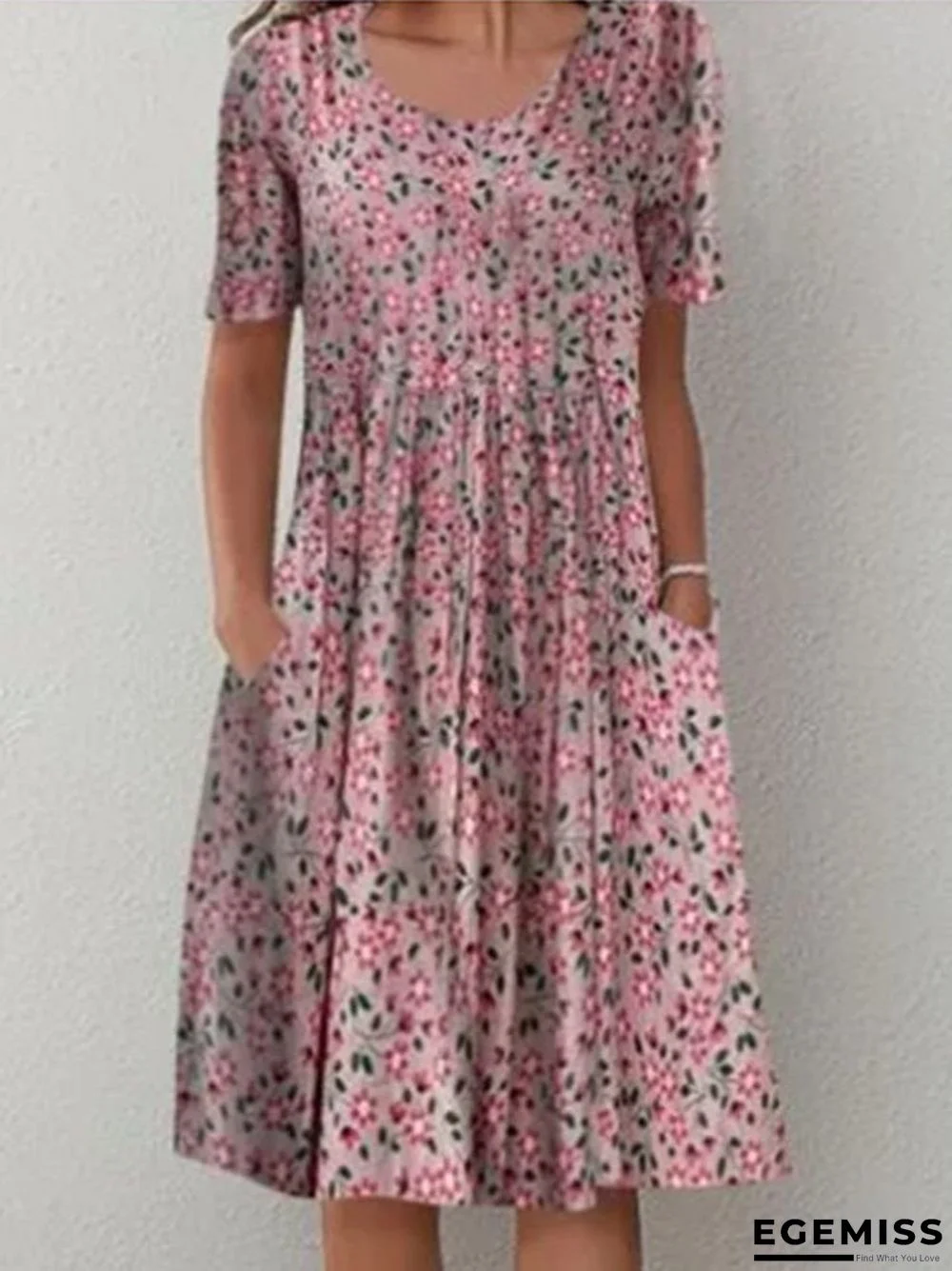Casual Flower Round Neck Straight Dress | EGEMISS