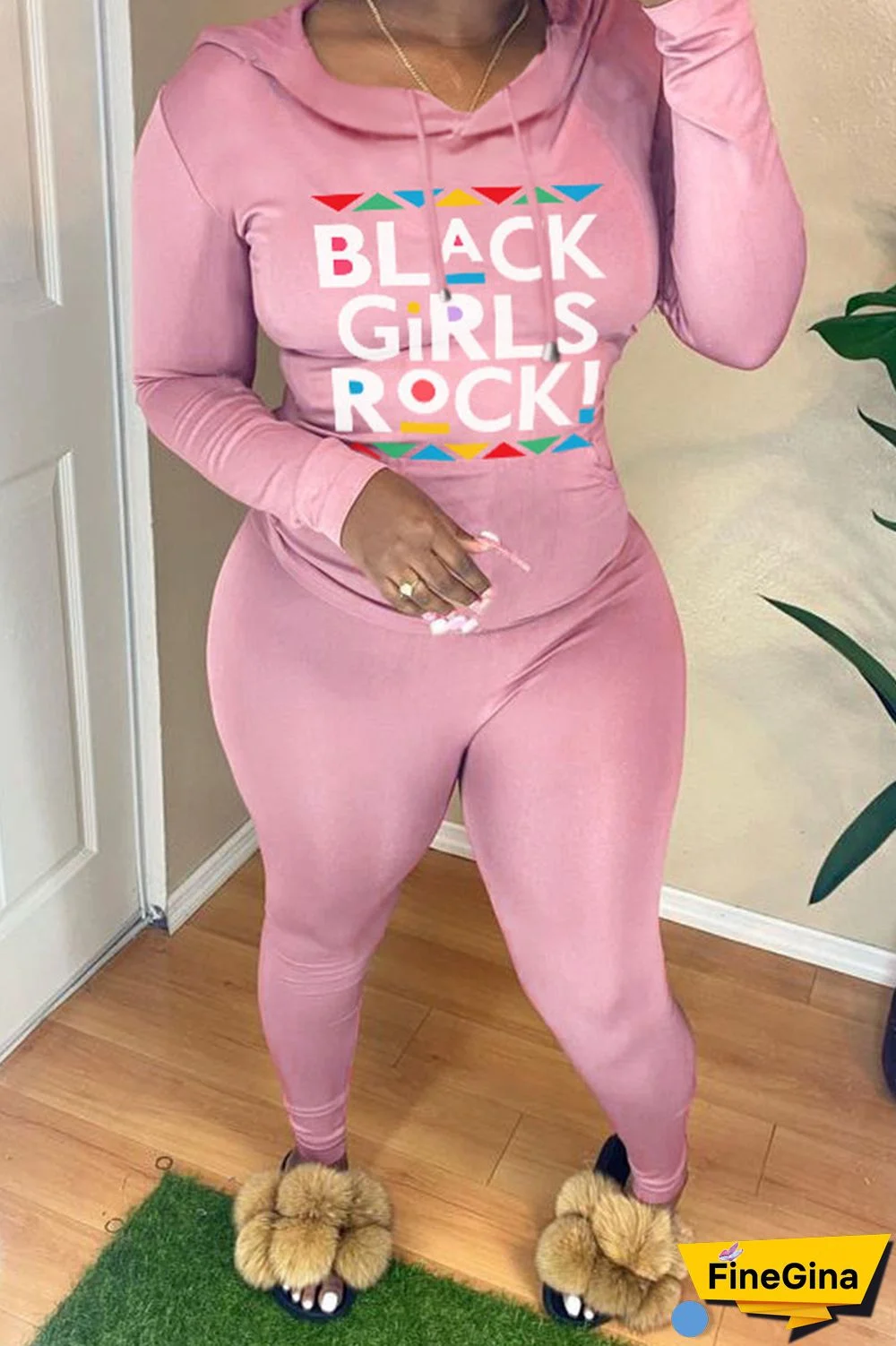 White Casual Print Patchwork Hooded Collar Long Sleeve Two Pieces