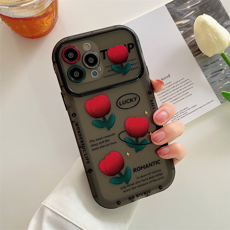 【ユニークデザイン】iPhone ケース 多機種対応 耐久性 3D表現でデザイン チューリップ 全2色