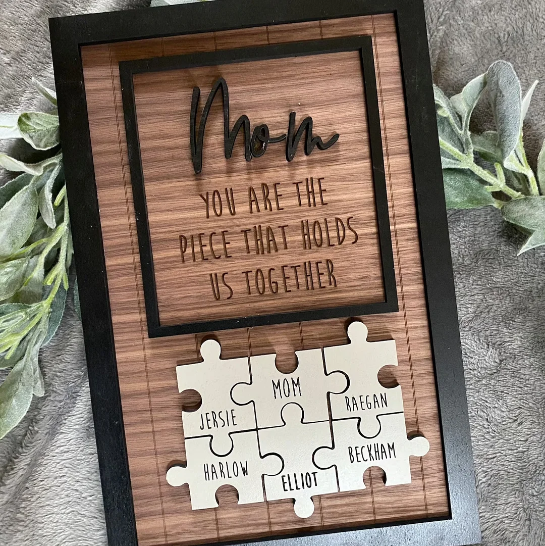 Personalized Rectangle Wooden Puzzle Frame Gift for Mom