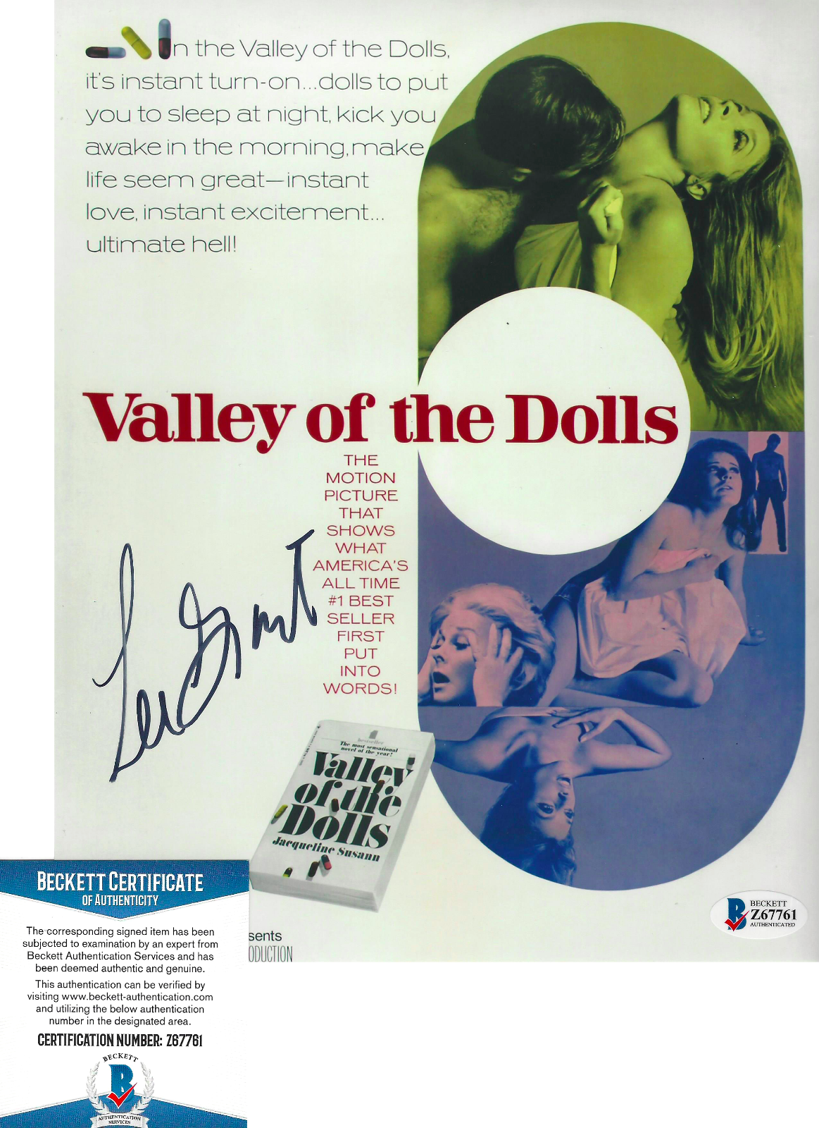 LEE GRANT SIGNED 'VALLEY OF THE DOLLS' 8x10 MOVIE POSTER Photo Poster painting B BECKETT BAS COA