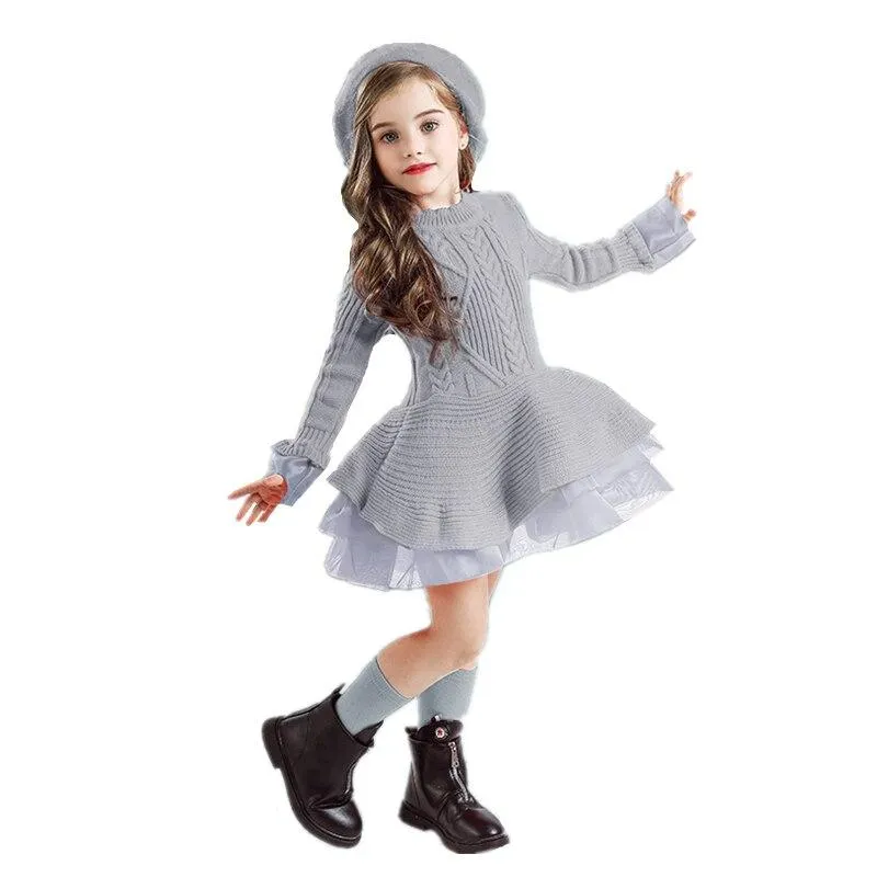 New Year Girls Knitted Dress Autumn Winter Clothes Reindeer Kids Dress for Little Girl Princess Cotton Warm Christmas Dresses