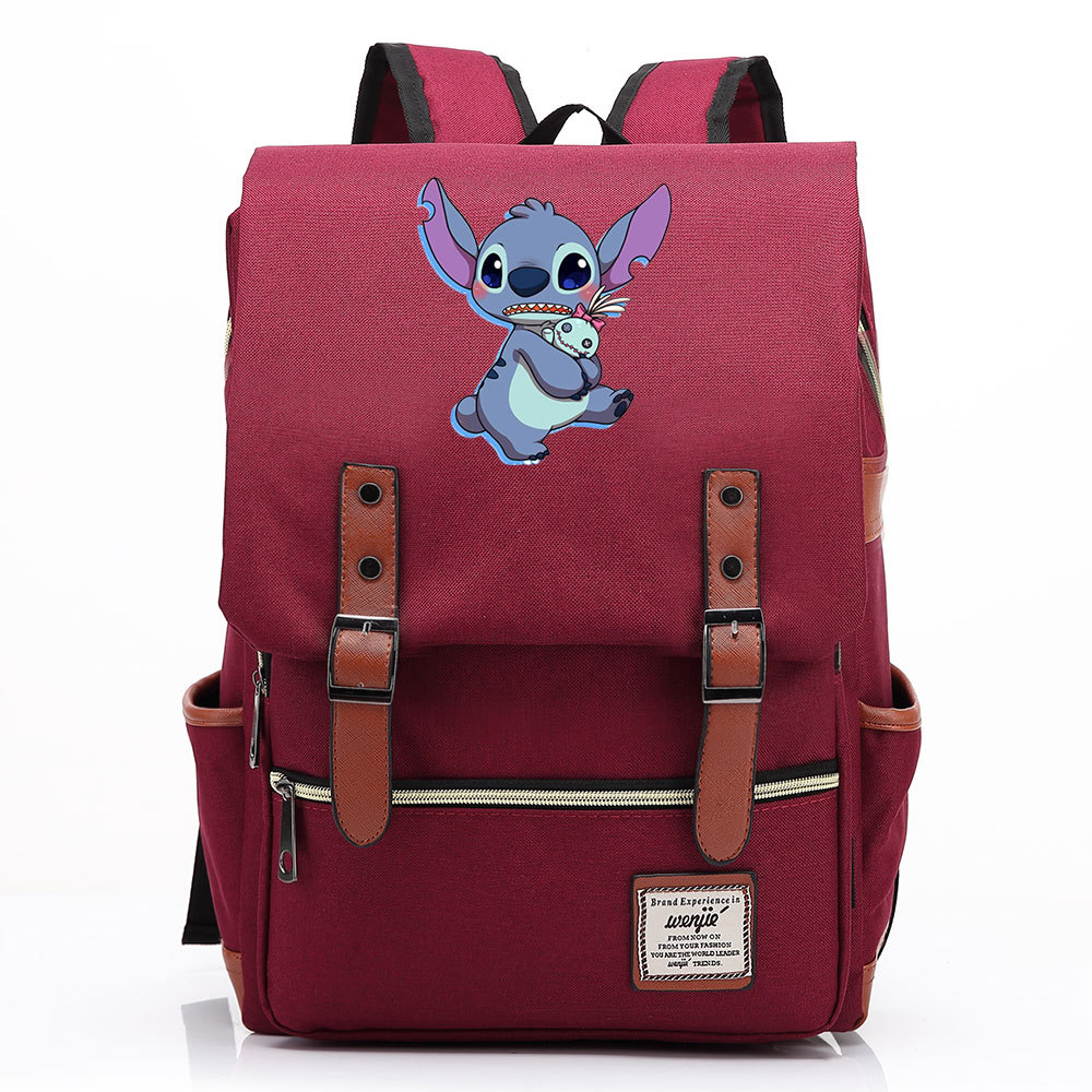 Stylish Lilo & Stitch Square Backpack with Belt Buckle Design - Fits 15-inch Laptop-Mayoulove