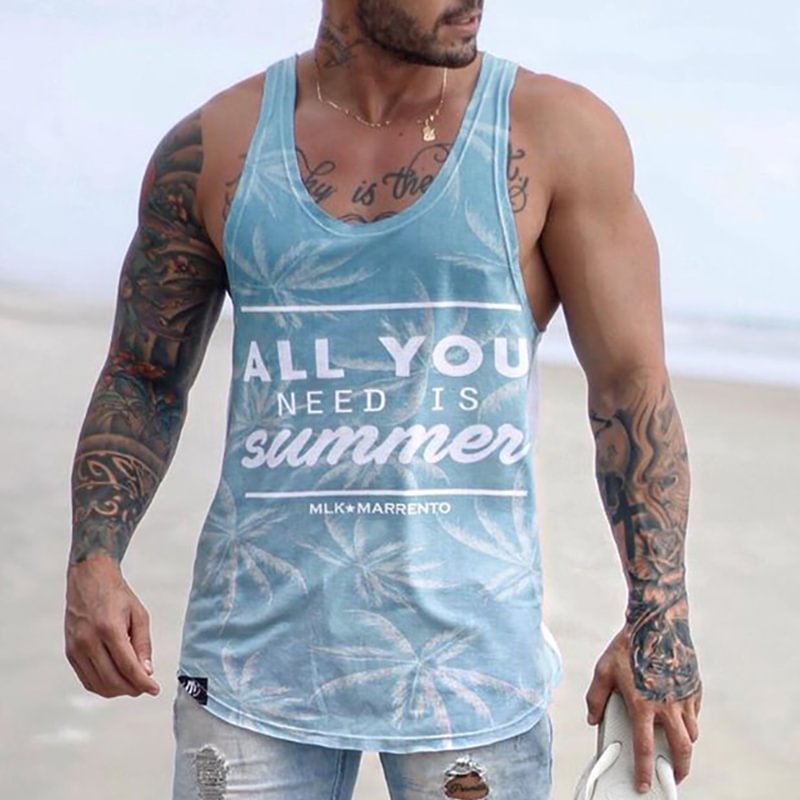 Men's Casual Sports Beach Sleeveless Printed Vest TT218