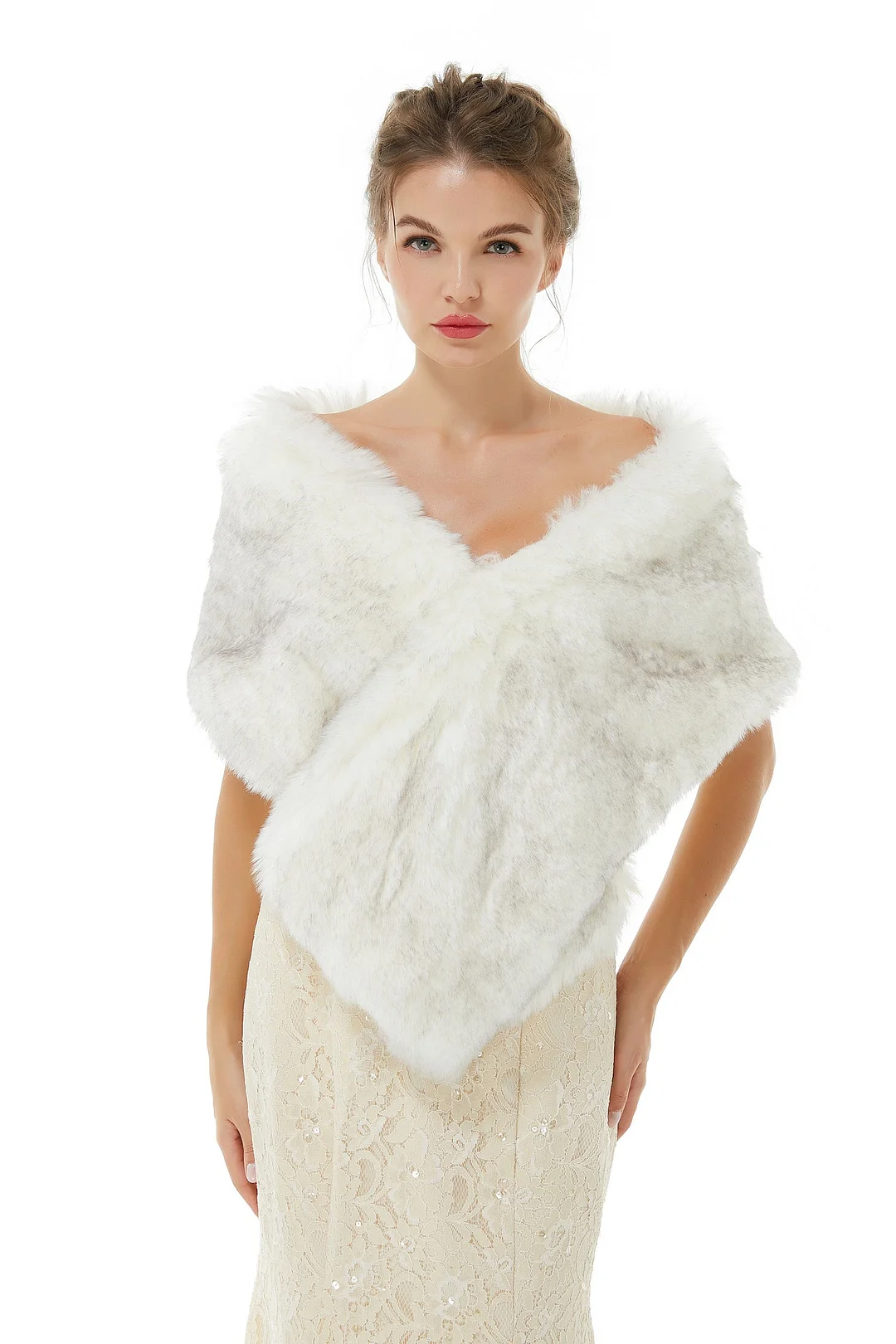 Luluslly Beautiful Ivory Faux Fur Wedding Shawl for Brides Online