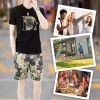 Men's Two-Piece Outfits Bear Letter Print T-Shirt & Shorts