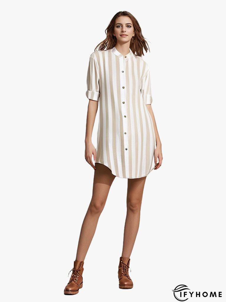 3/4 Sleeve Cotton Linen Striped Casual Casual Top & Tunic Blouse | IFYHOME